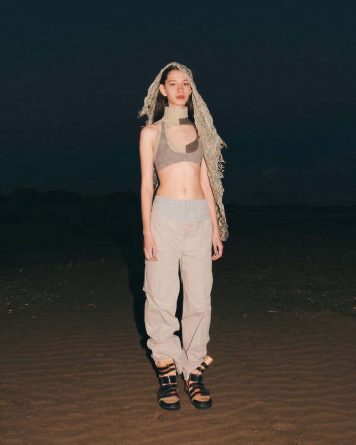 FAUX LEATHER WET GRASS  BRALET