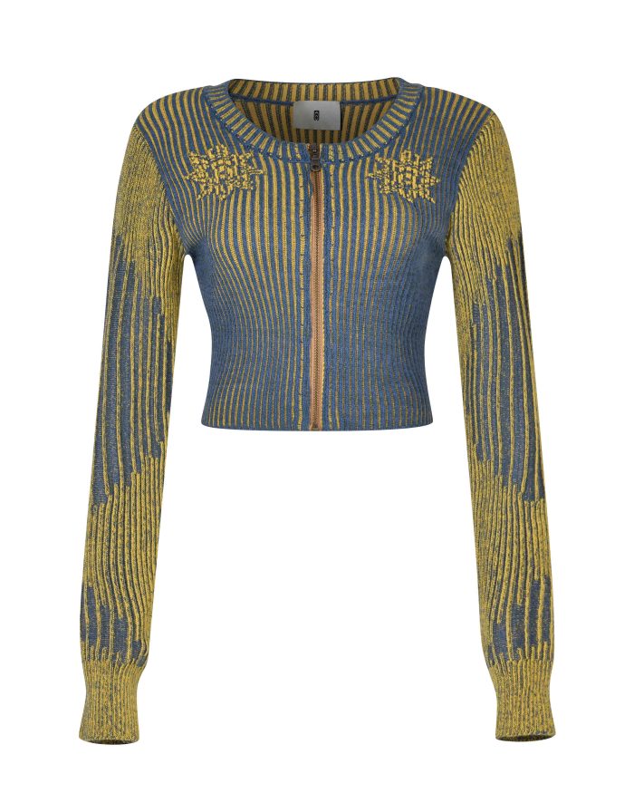 BI-COLOR ZIP SWEATER