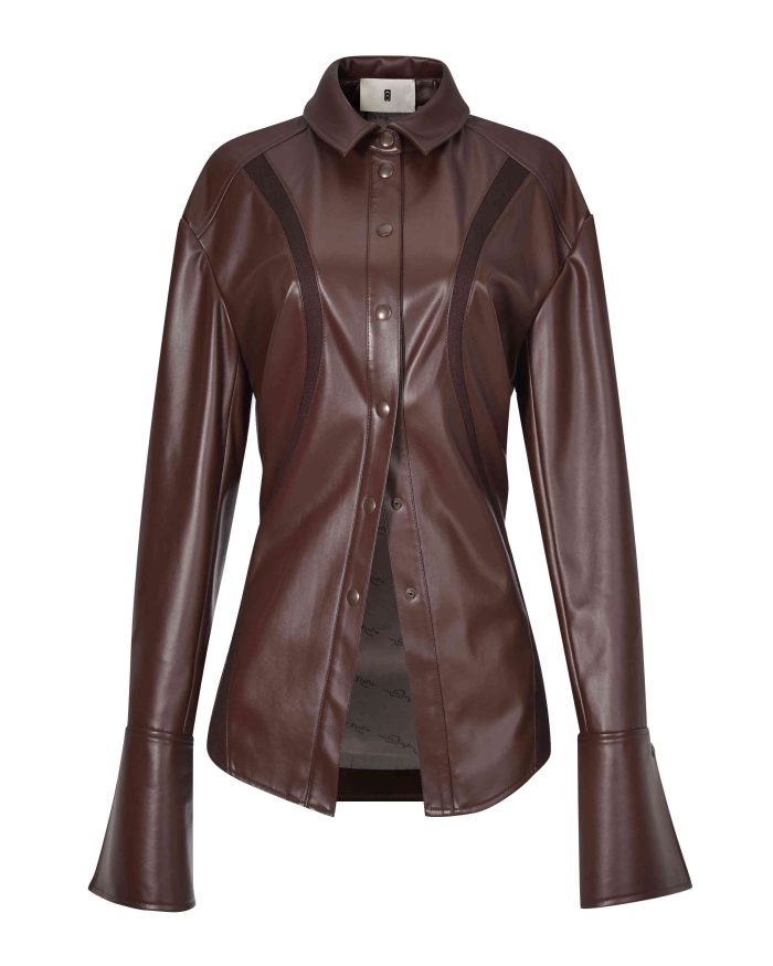 BI-STRIP FAUX LEATHER SHIRT 02