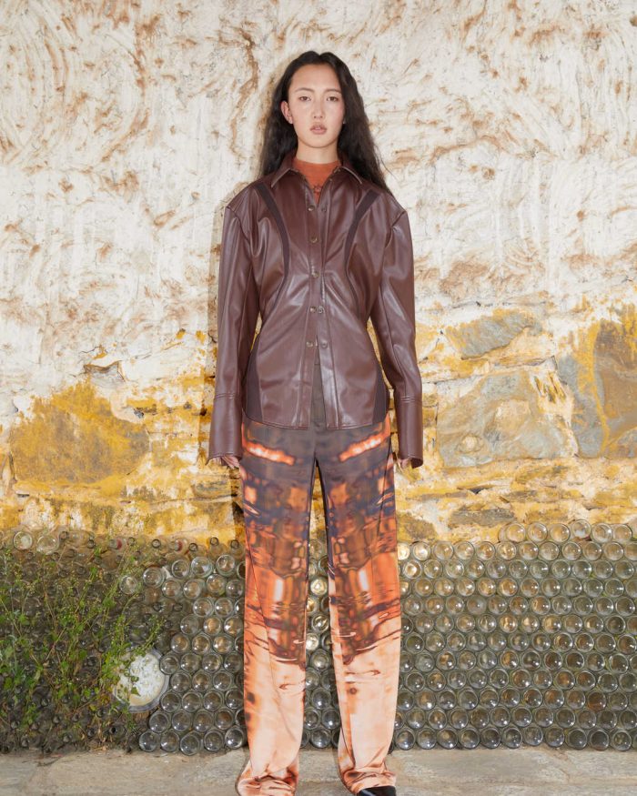 BI-STRIP FAUX LEATHER SHIRT 02