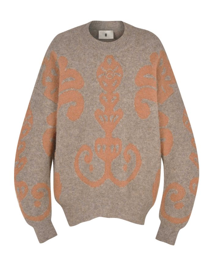 GREIGE PAGODA FLOWER  SWEATER