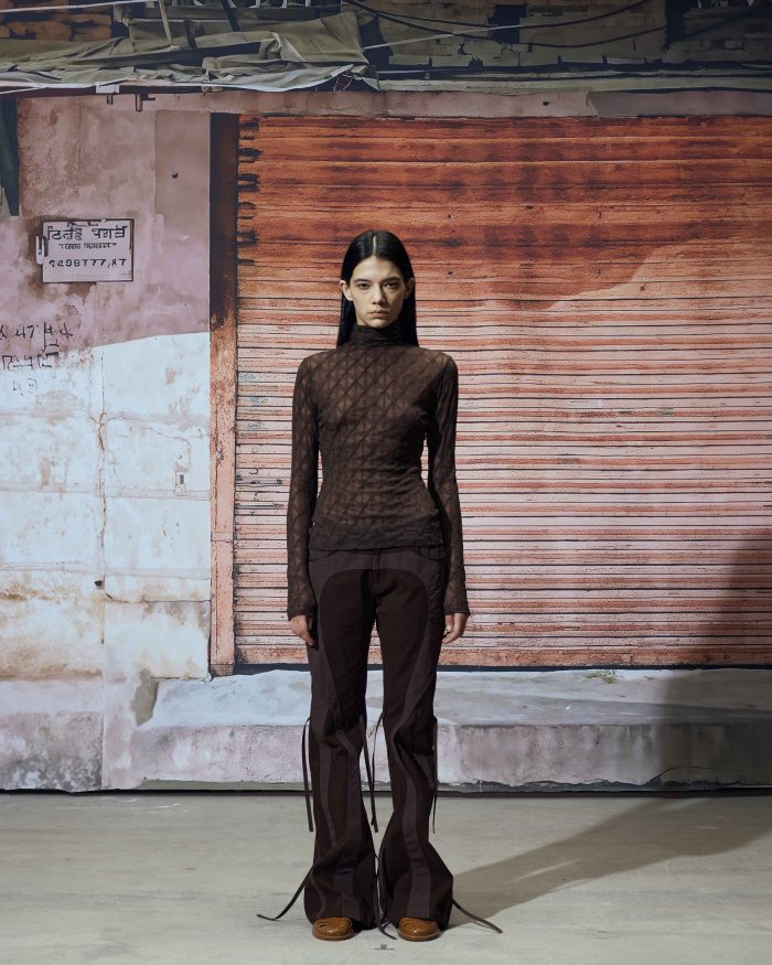 BROWN STRAP FLARED  PANTS