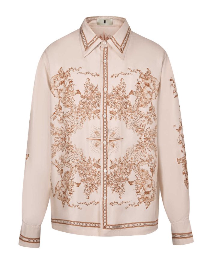 “NAMASTE”MURAL SILK  SHIRT-2