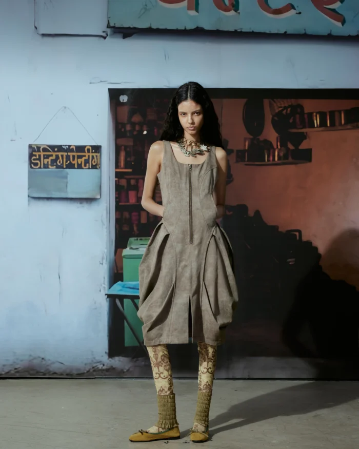 “DIRT” TWIST  DENIM MIDI  DRESS