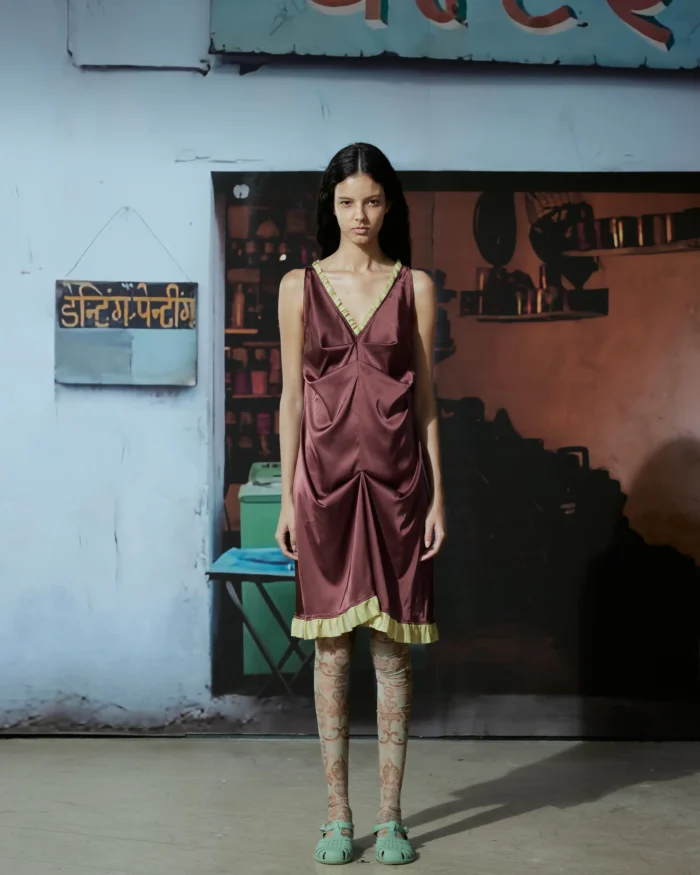 BURGUNDY  LACE SLIP MIDI  DRESS