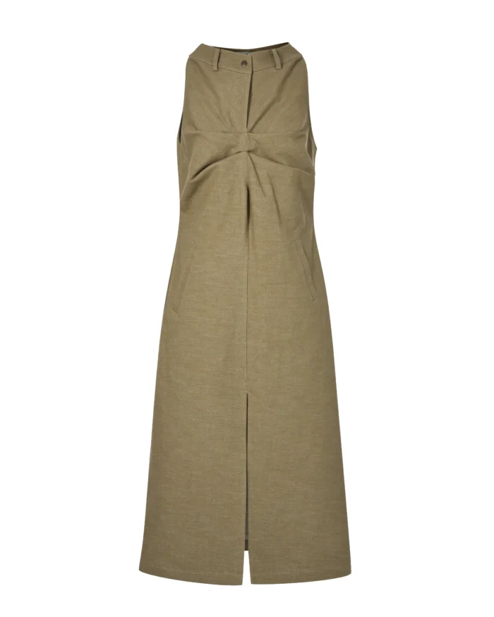 WASHED  FOLD-UP MIDI  DENIM DRESS