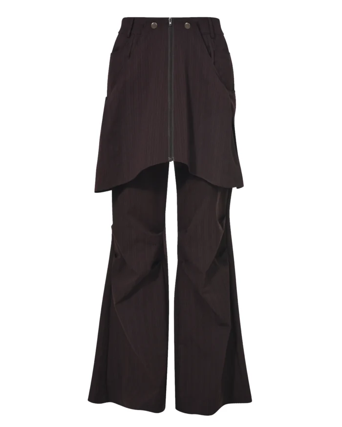 STRIPE  LAYERED ZIP  TROUSERS