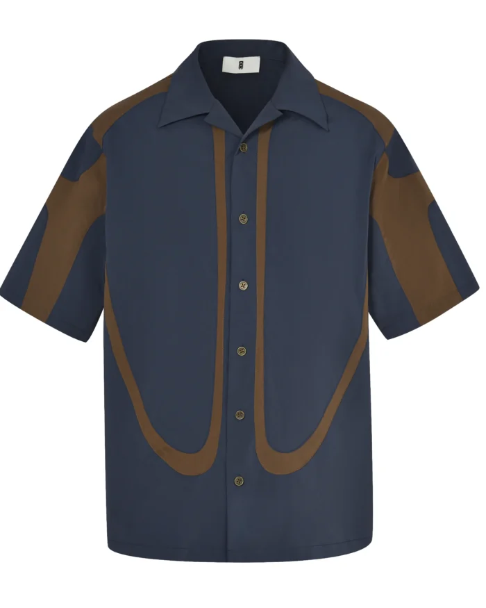 NAVY BI-STRIP  NYLON SHIRT  -1