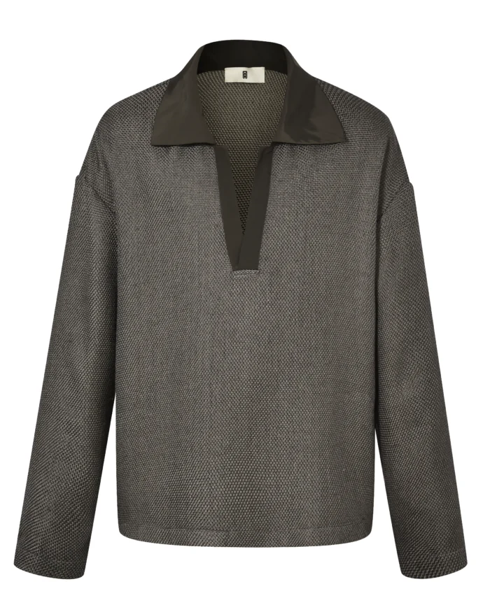 GREY  TEXTURED VNECK  SWEATER