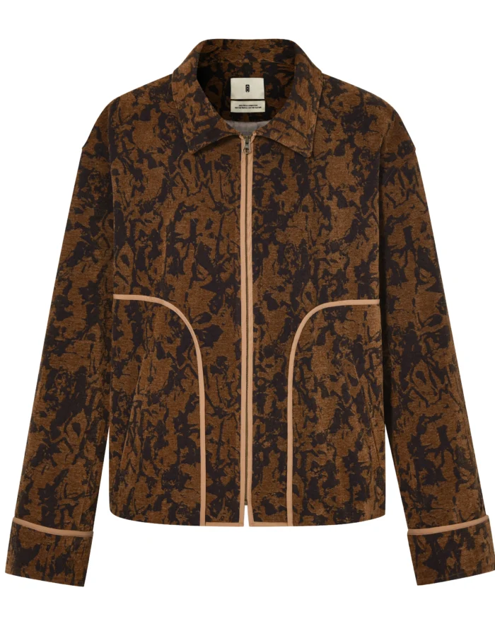 BROWN  FLOCKED  STRIPED  JACKET