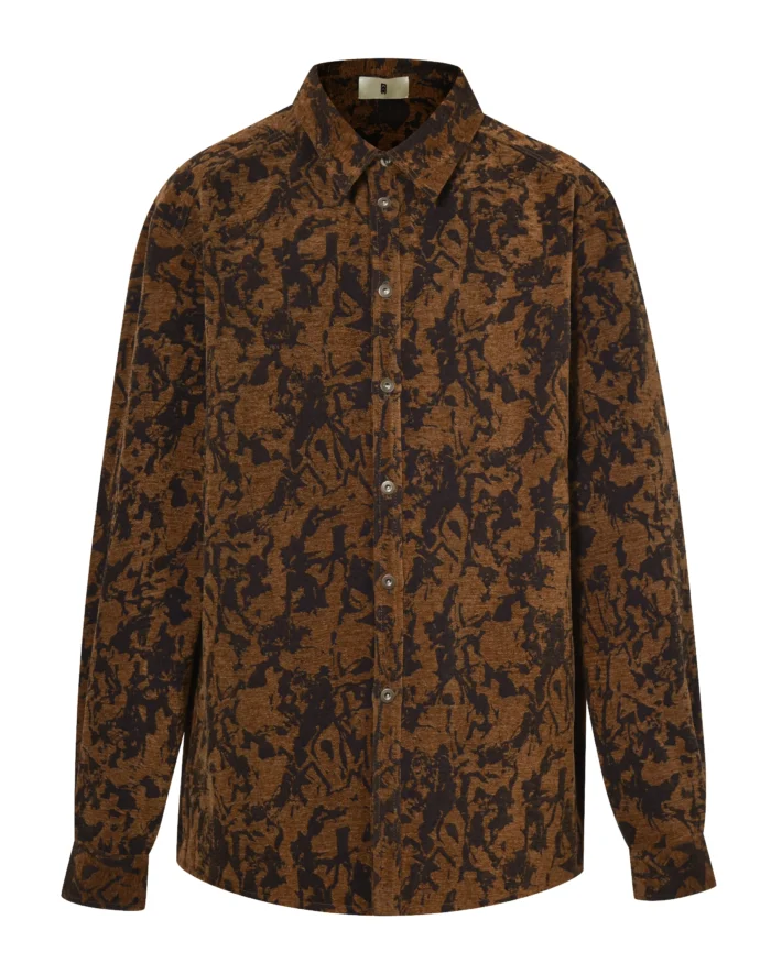 BROWN  FLOCKED  OVERSHIRT  JACKET
