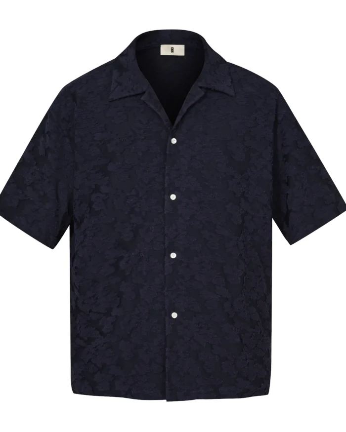 NAVY  FLOCKED  SHIRT