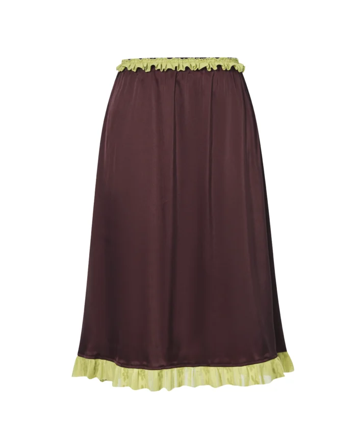 BURGUNDY  LACE SLIP MIDI  SKIRT