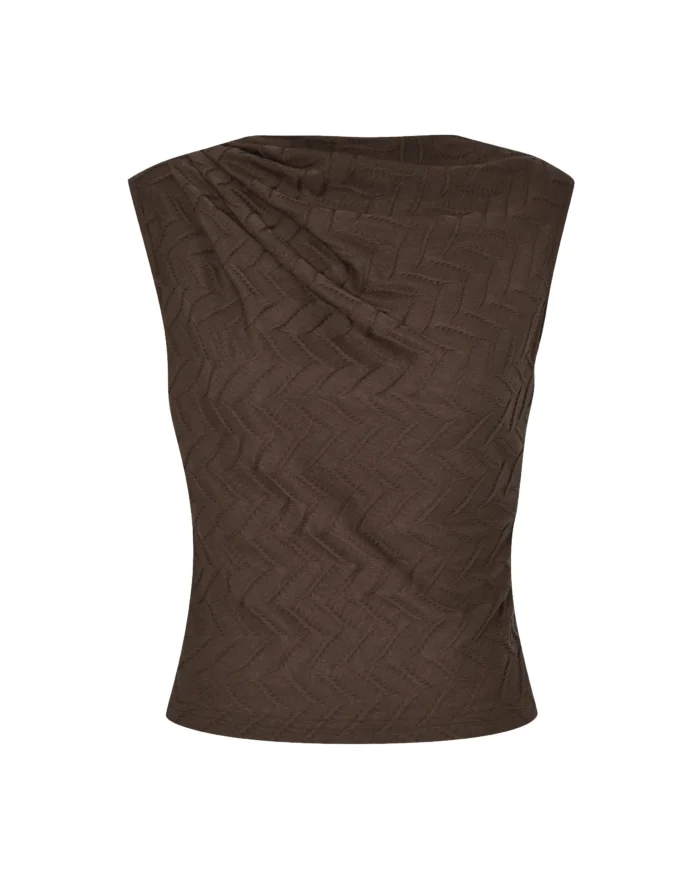 BROWN  DRAPED  EMBOSSED  TOP
