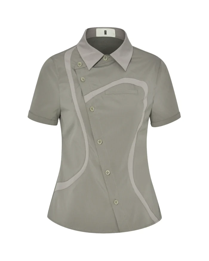 BI-STRIP  ASYMMETRIC  NYLON SHIRT