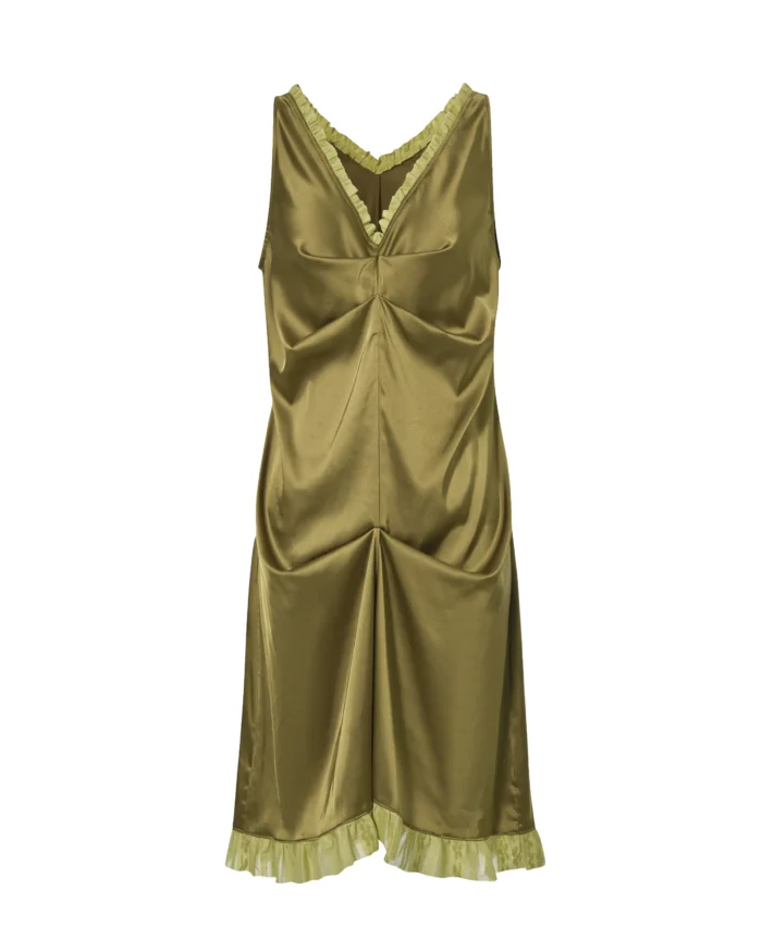 GREEN LACE  SLIP MIDI  DRESS