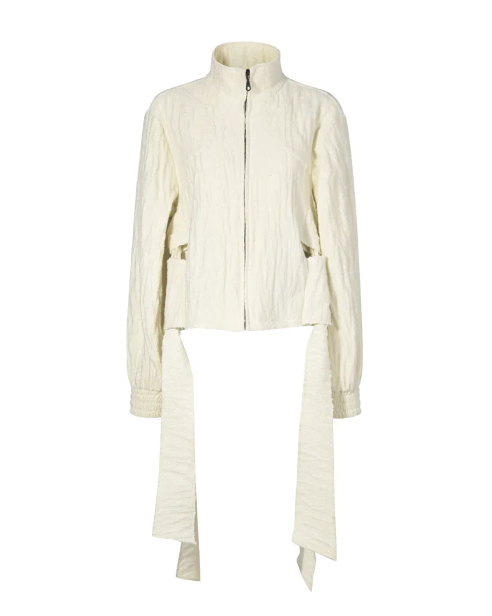 SELF-TIE TUBE ZIP SHORT JACKET