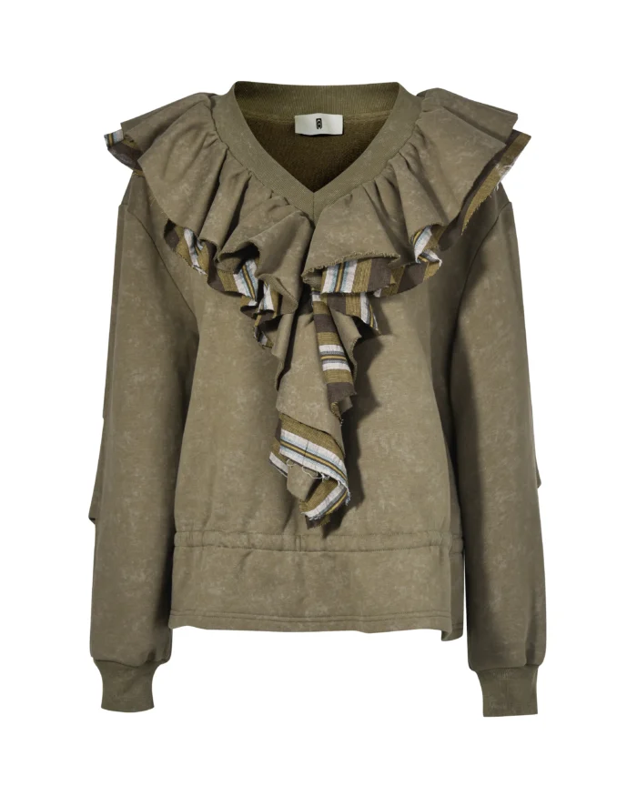 LAYERED RUFFLE SPORT SWEATER