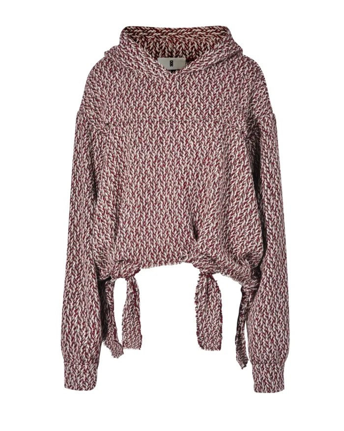 SELF-TIE WOVEN HOODIE