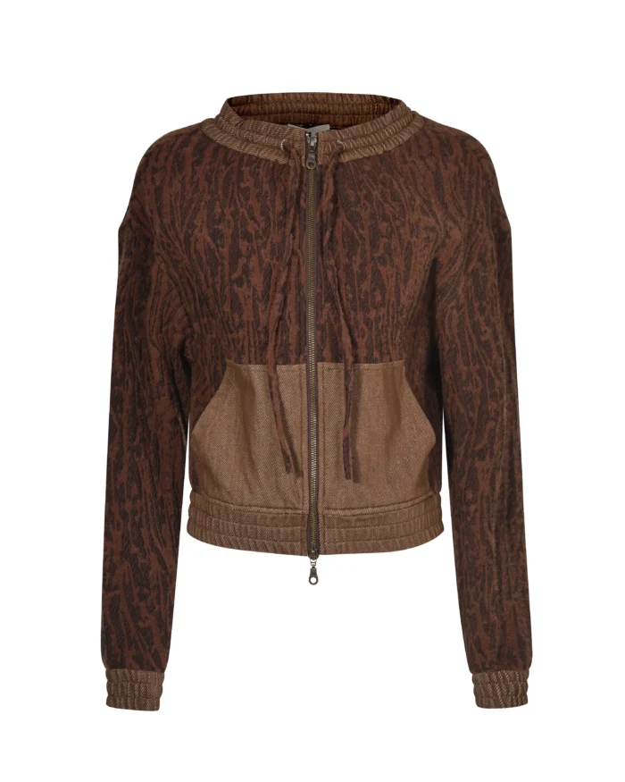 TEXTURED PATCH POCKET ZIP SWEATER