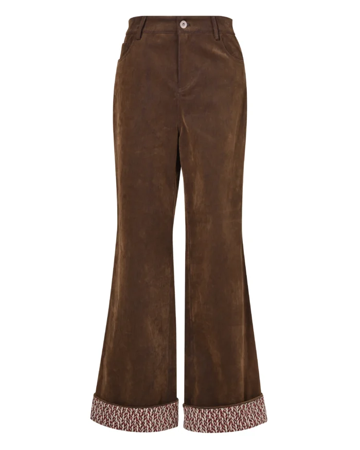FLOCKED PATCHWORK DENIM PANTS