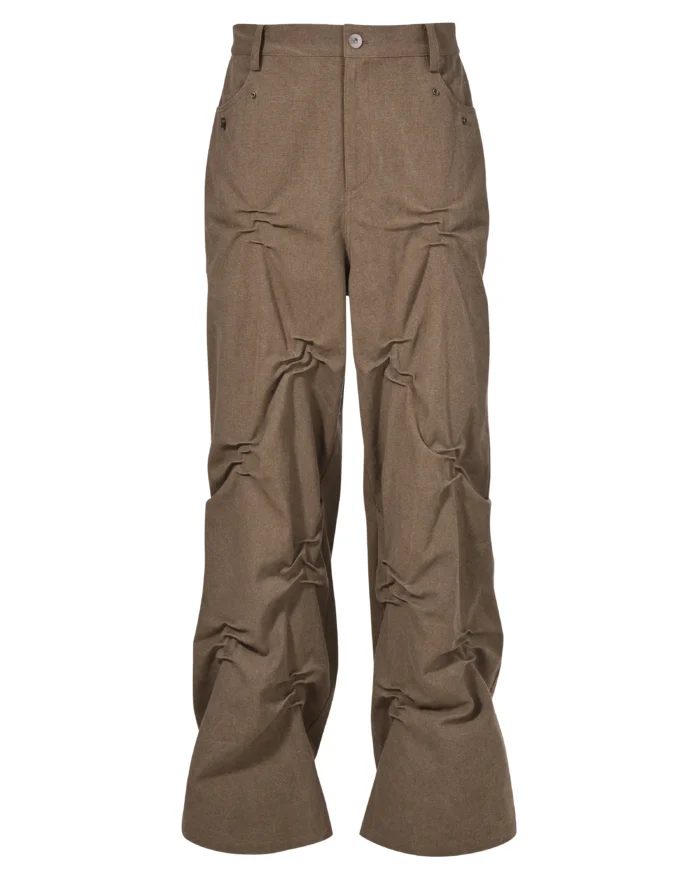 BROWN WRINKLE SNAPS PANTS