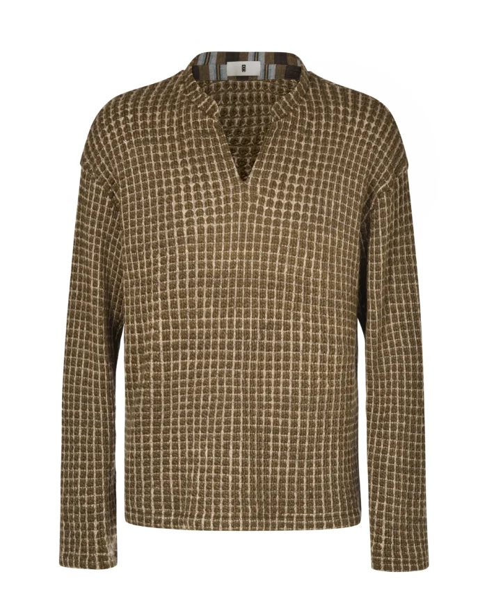 V-NECK PLAID SWEATER