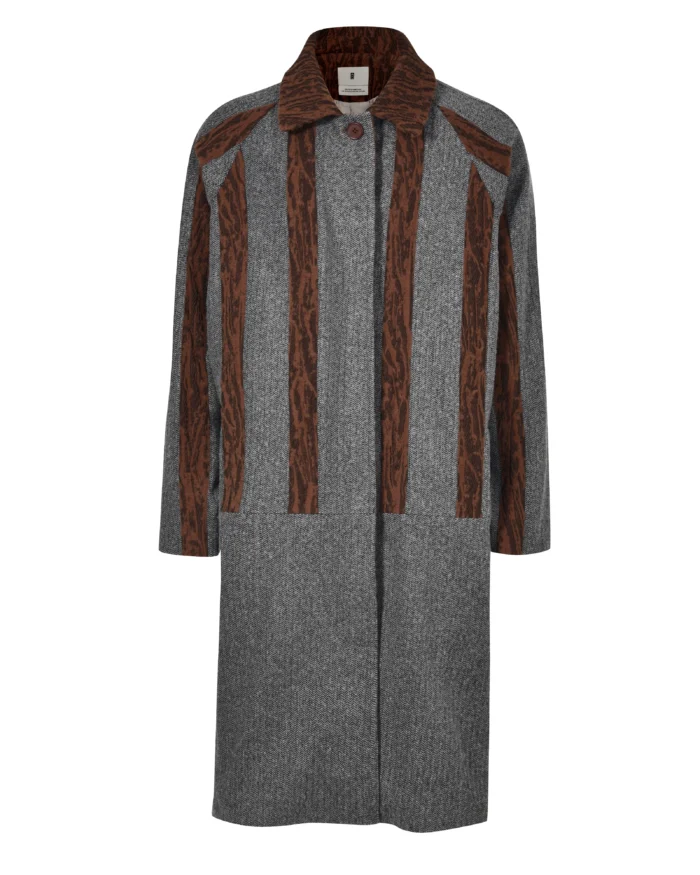 GREY PANELED PATCHWORK COAT