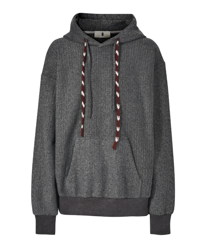 GREY PULLOVER STRING HOODIE