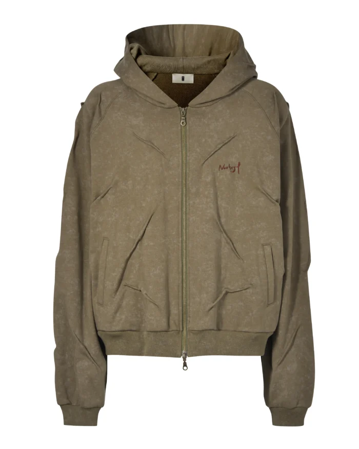 EMBROIDERY TWRINKLE ZIP HOODIE