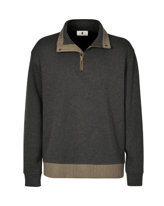 LAYERED HALF-ZIP SWEATER