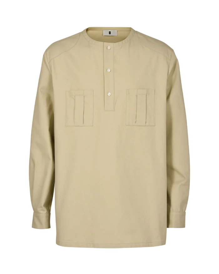 BEIGE POCKET CREWNECK SHIRT