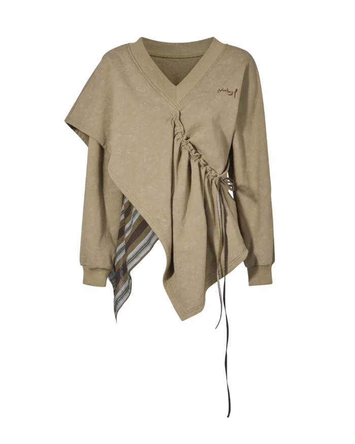 ASYMMETRIC LAYERED  KANGA STRING SWEATER