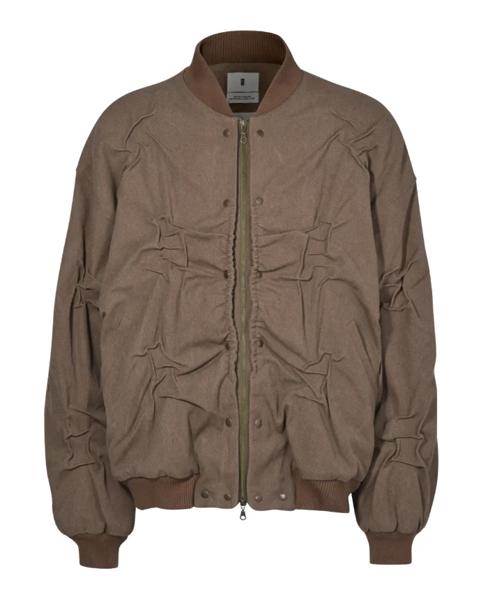 BROWN WRINKLE PADDED SNAPS JACKET