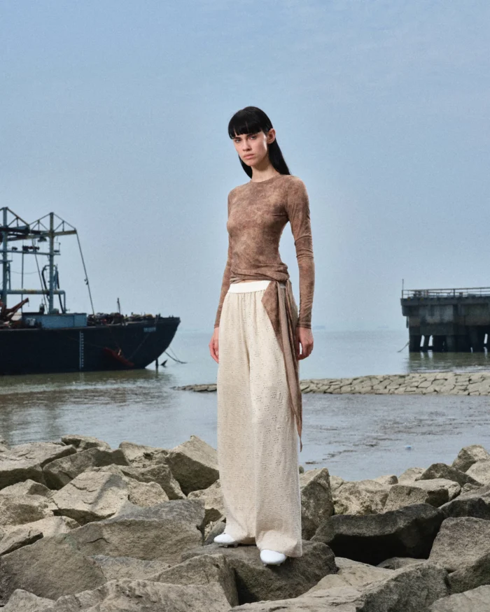 PRINT NET LOOSE PANTS