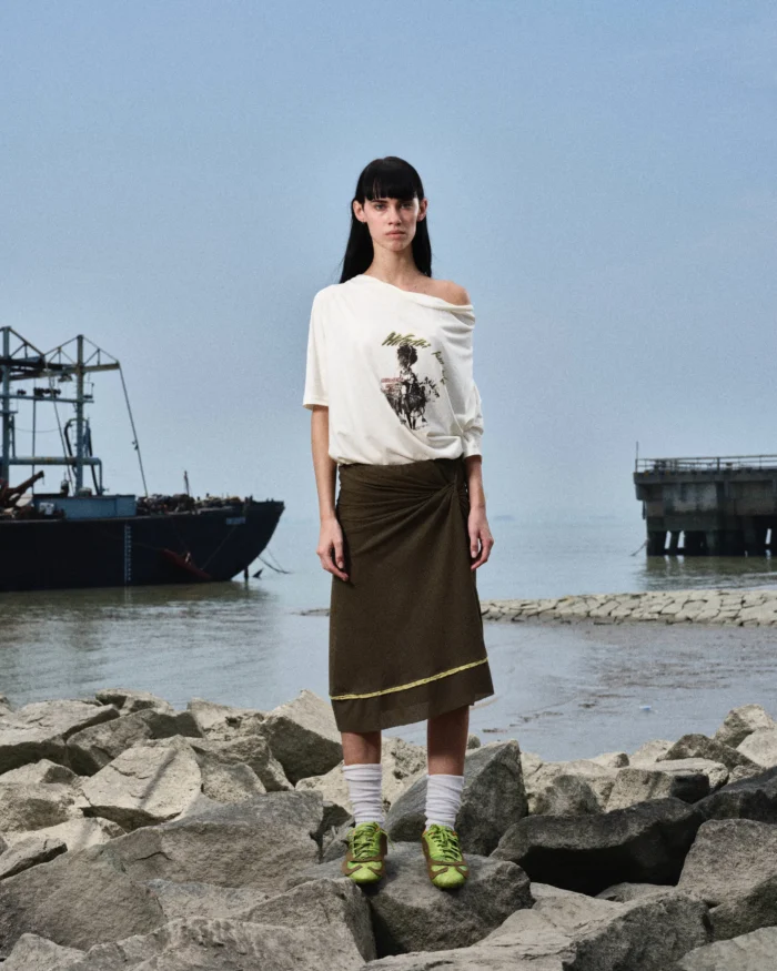 KANGA-KNOTTED SPLICED FOOTBALL SKIRT