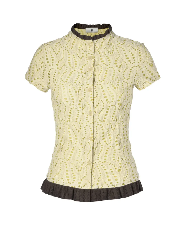 YELLOW GREEN LAYERED NET TOP