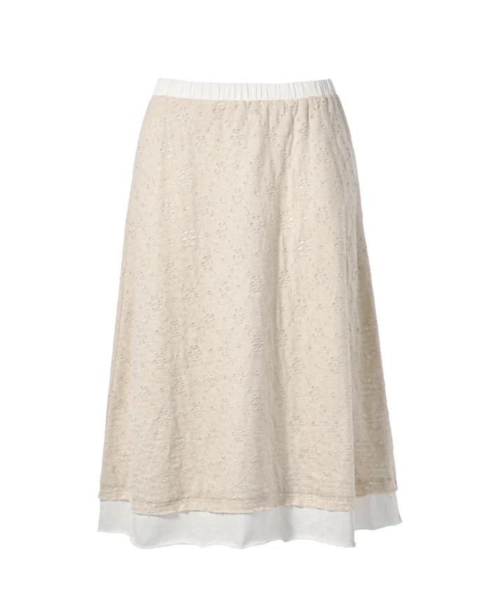 LAYERED NET LINEN SKIRT