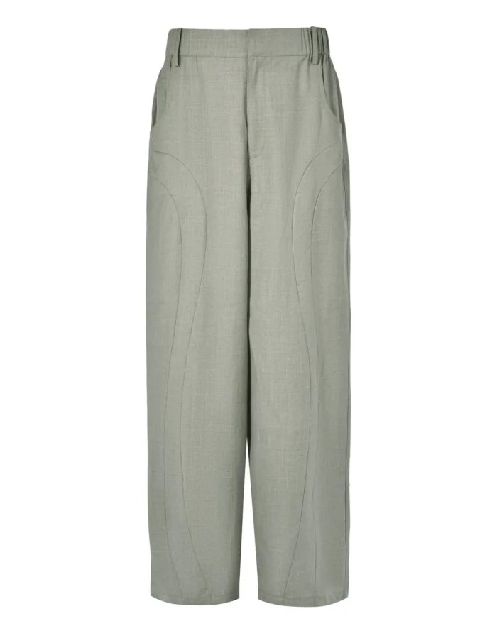 GREY CUT-OUT LOOSE SUIT PANTS