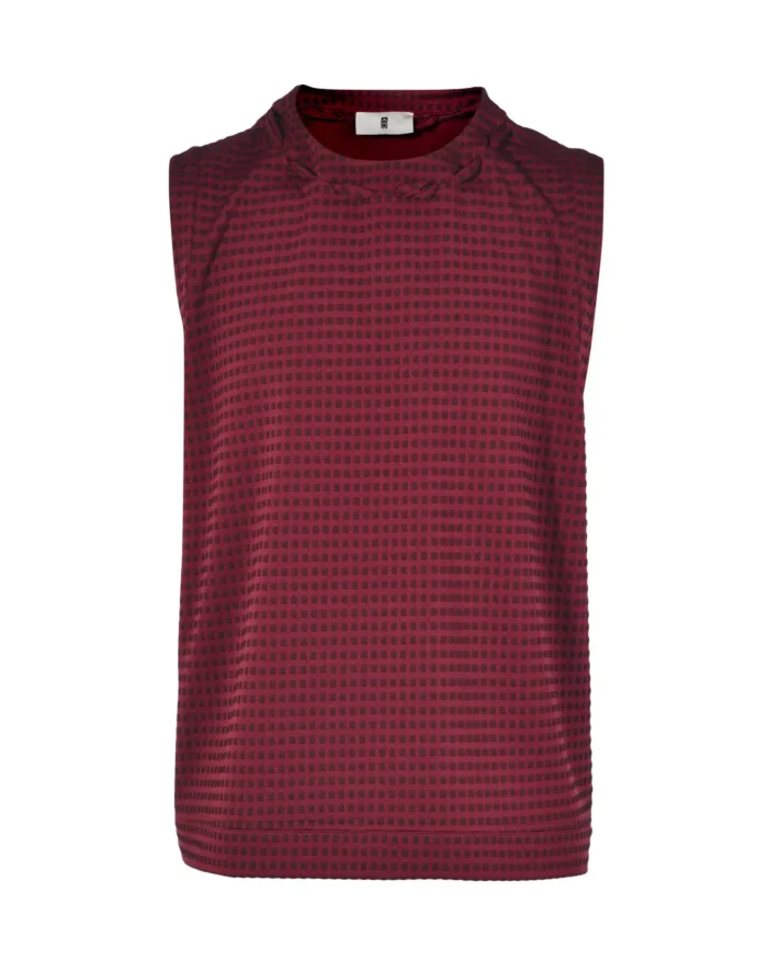 BURGUNDY COLLAR FLETTING TANK TOP