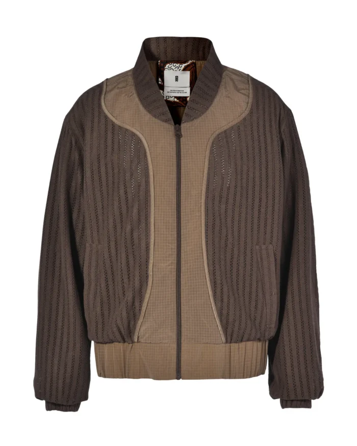 BROWN CUT-OUT NET JACKET