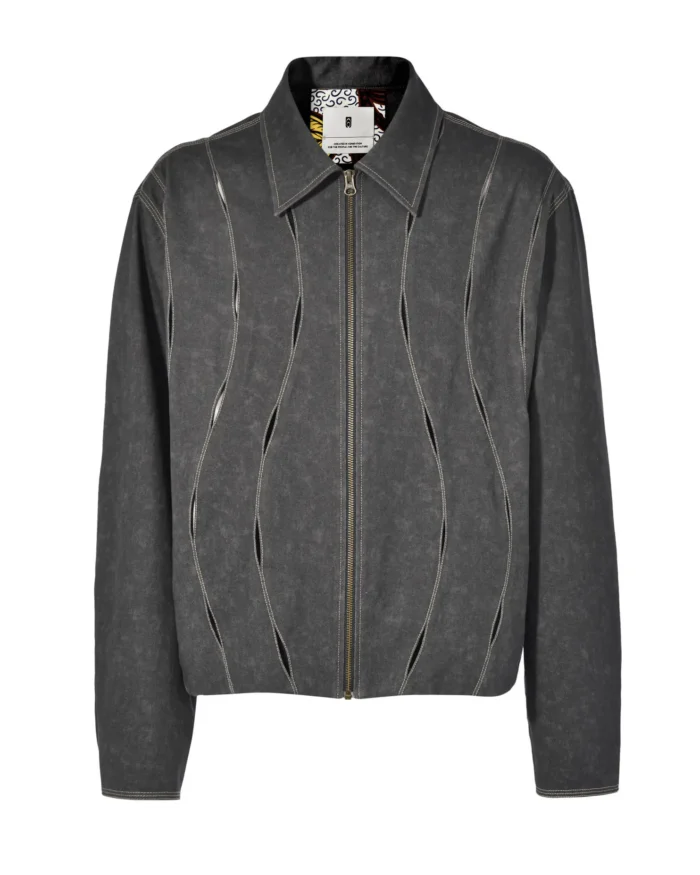 NAVY CUT-OUT NET JACKET
