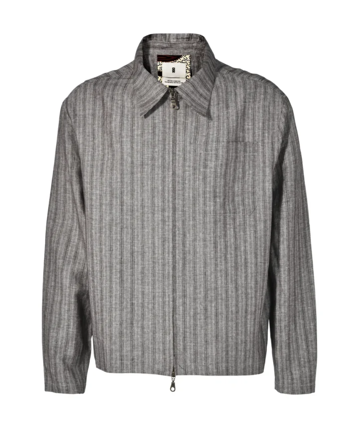 STRIPE ZIPUP LINEN SHIRT JACKET