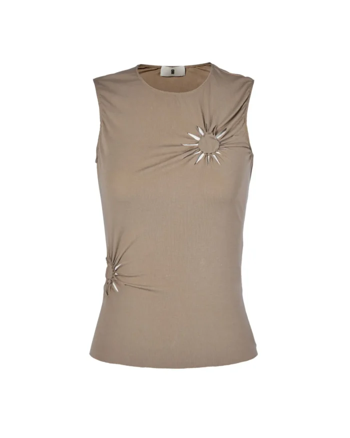 “BUIBUI”CUT-OUT FLETTING TENCEL TANK TOP