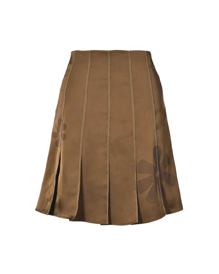 SILKY PLEATED “BUIBUI”PRINT SKIRT
