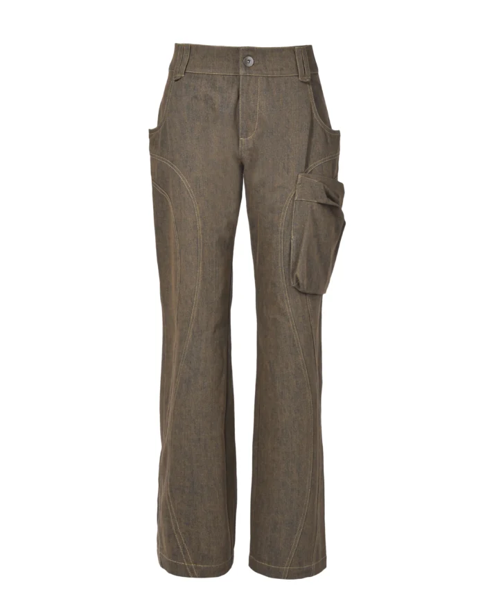 CUT-OUT POCKET WASHED FIT JEANS