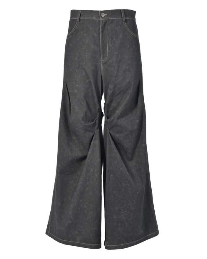 NAVY FOLD-UP DENIM BAGGY JEANS