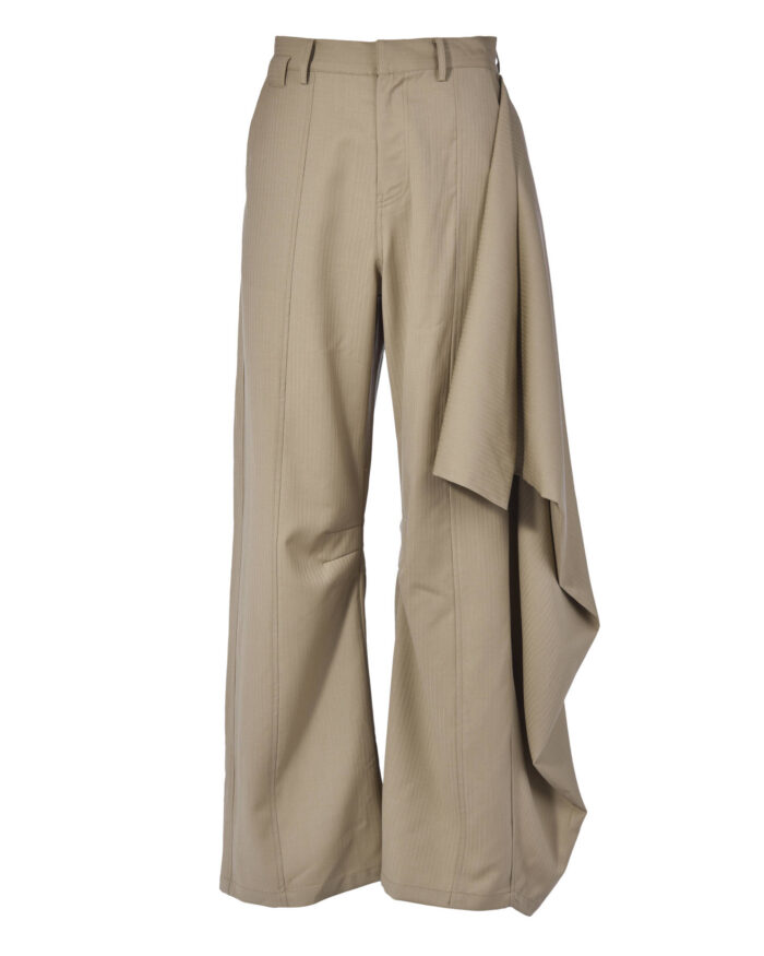BEIGE WARP TUBE SUIT PANTS