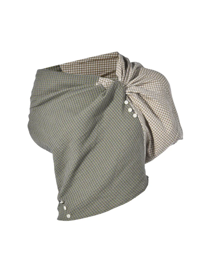 KANGA-KNOTTED SPLICED SHIRT TOP