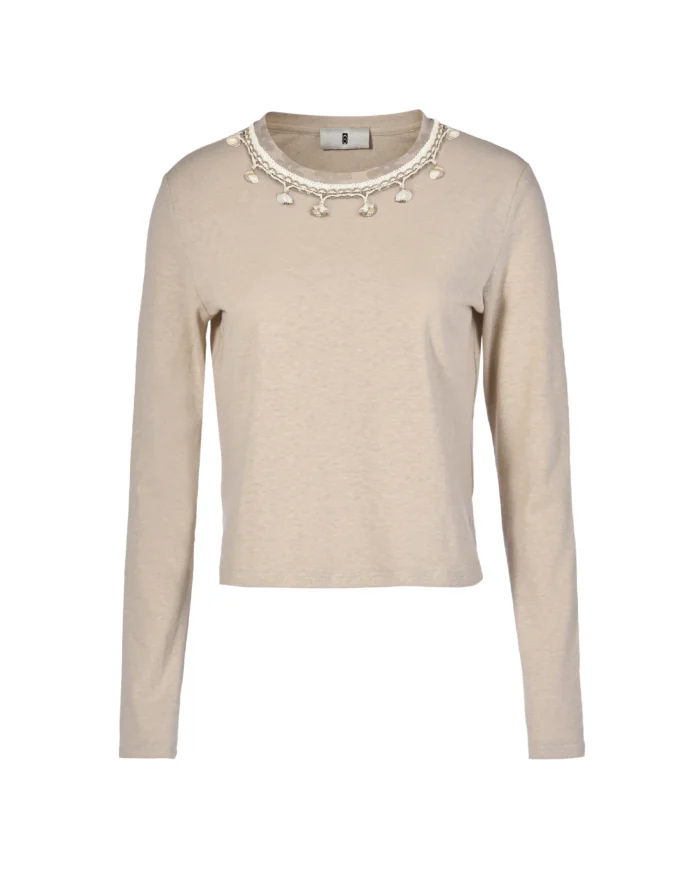 “BUIBUI”PRINT LONG SLEEVE LINEN TOP